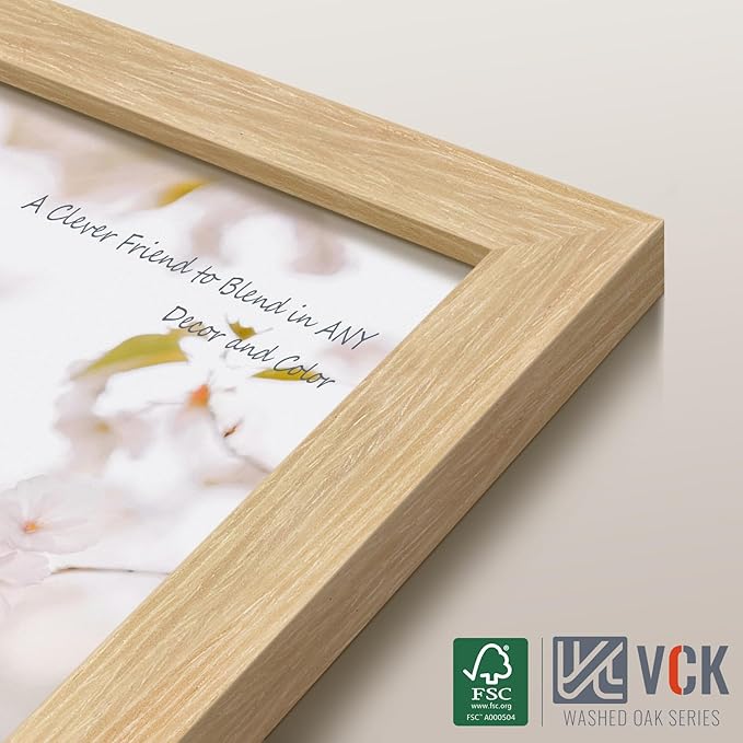 VCK 13x19 Oak Wood Frame for Poster & Picture, Natural Solid Wood Photo Frames 3 Pack, Wall Gallery Frame