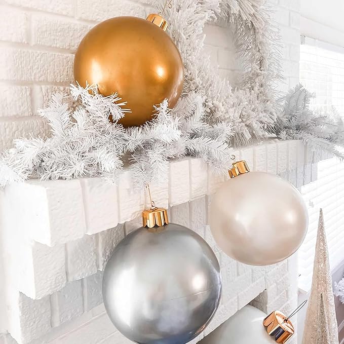 Inflatable Holiday Ornament – Ultimate Indoor/Outdoor Decoration – Reusable and Storage Friendly – for Weddings, Parties, Events, Team Colors – 8" Mini Trio Bundle Set – Metallic