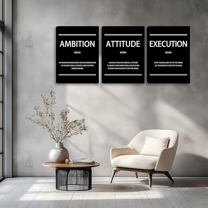 Motivational Wall Decor Paintings Inspirational Office Wall Decor Posters Prints 3 Pieces Bedroom Decor Living Room Office Canvas Picture Wall Painting Home Decoration Framed Artwork (36''W x 16''H)