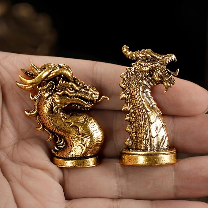 Retro Half-Body Dragon Head Ornament - 100% Handcrafted Solid Brass Desk Decor | Vintage Style Collectible Art Piece for Home & Office | Unique Gift for Fantasy Lovers, Mythical Tabletop Sculpture