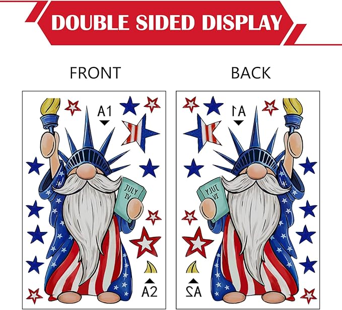 Yovkky 4th of July USA The Statue of Liberty Window Clings 4 Sheets, Patriotic America Red Truck Eagle Owl Stickers Decals Decor, American Fireworks Balloons Stars Stripes Home Kitchen Decorations