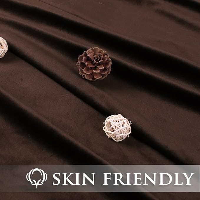 StangH Velvet Curtains 105 inches Long Back Tab Brown Thermal Insulated Blackout Window Drapes, Heavy Thick Privacy Sliding Door Panels for Living Room, W52 x L105, 2 Panels