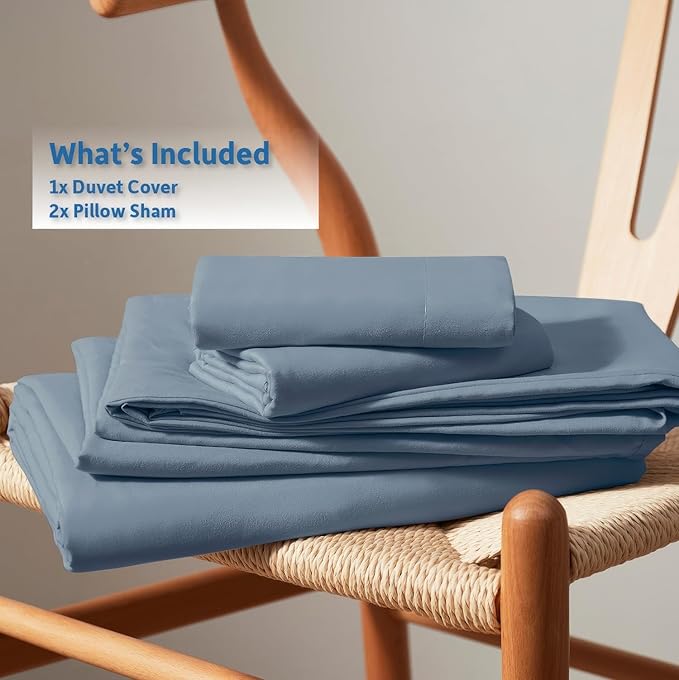 Nestl Stone Blue Duvet Cover Queen Size - Soft Double Brushed Queen Duvet Cover Set, 3 Piece, with Button Closure, 1 Duvet Cover 90x90 inches and 2 Pillow Shams