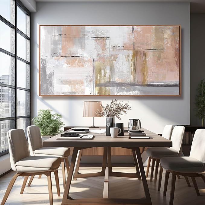 Kureful Large Painting Gold Abstract Wall Art for Living Room Bedroom Office Modern Artwork Graffiti Home Decor 30x60 Inches Ready to Hang