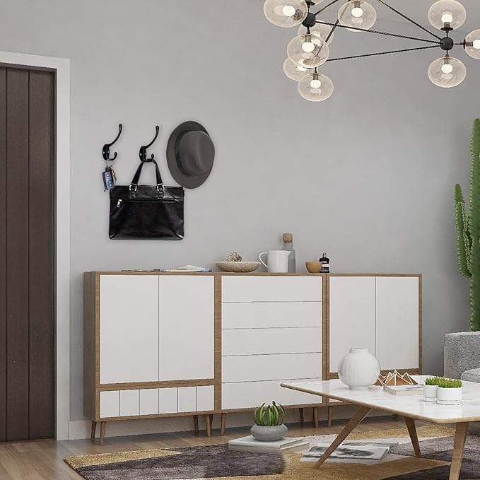 IBosins 30 Pack Heavy Duty Dual Coat Hooks Wall Mounted with 60 Screws Retro Double Hooks Utility Black Hooks for Coat, Scarf, Bag, Towel, Key, Cap, Cup, Hat