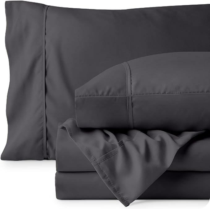 Bare Home Full Sheet Set - Luxury 1800 Ultra-Soft Microfiber Full Bed Sheets - Double Brushed - Deep Pockets - Easy Fit - 4 Piece Set - Bedding Sheets & Pillowcases (Full, Forged Iron Grey)