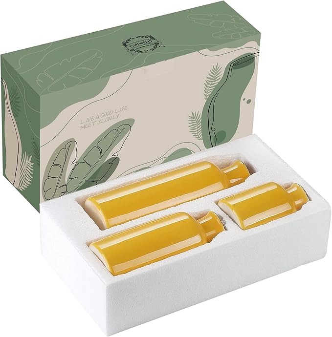 CwlwGO- Yellow Ceramic Vase Set,Modern Decorative Vases for Home Decor, Kitchen&Living Room Table Décor,Fireplace & Entrance centerpieces Decorations.