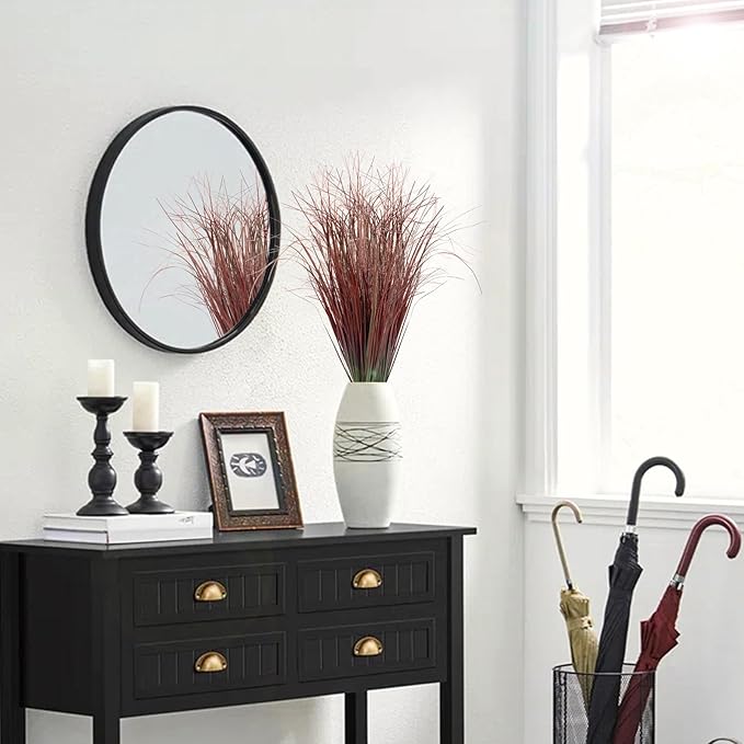 12Pcs Artificial Grass Plants, Faux Shrubs Wheat Grass, Artificial Tall Grasses Fake Plants for Outdoor Decor,Artificial Greenery Stems Weed for Room Indoor Home Decor(Red)