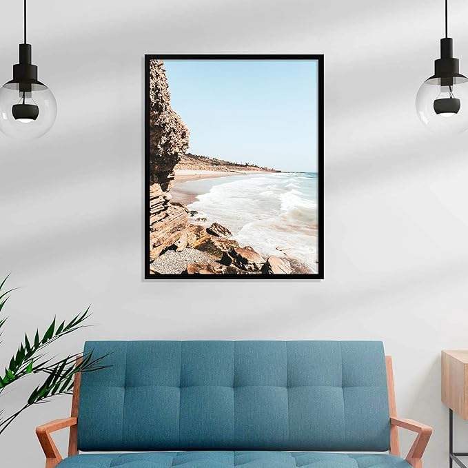 Vittanly 22x28 Poster Frames Set of 2, Display Picture 18x24 with Mat or 22x28 without Mat, Plexiglass, Wall Gallery Frame for Artwork, Vertical or Horizontal Display, Black