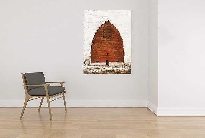 Yihui Arts Red Barn Canvas Wall Art Hand Painted Vintage Farmhouse Oil Paintings Modern Abstract Rustic Decor Pictures for Living Room Bedroom Bathroom Decoration