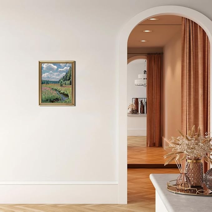 RETRART Vintage French Wall Art, Wildflower Landscape Painting Art - French Cottage Living Room Wall Decor - 8" x 10" Unframed Canvas Prints for Bedroom Living Room Bathroom Spring Landscape