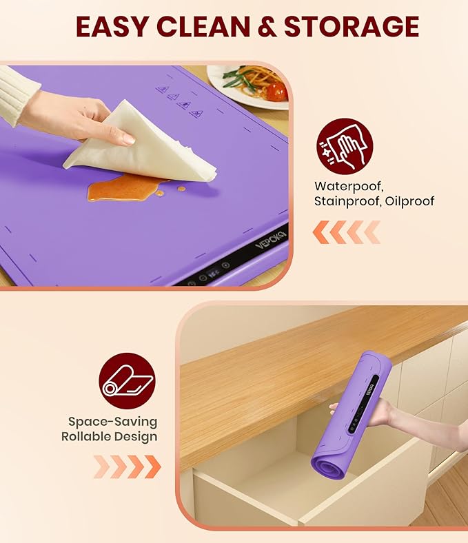 Food Warming Mat for Buffet, VEPOKA Food Warming Mats for Countertop, Silicone Heating Mat with 7 Temperature Levels& Auto Shut-Off, Food Warmers for Parties, Gatherings, Everyday Use