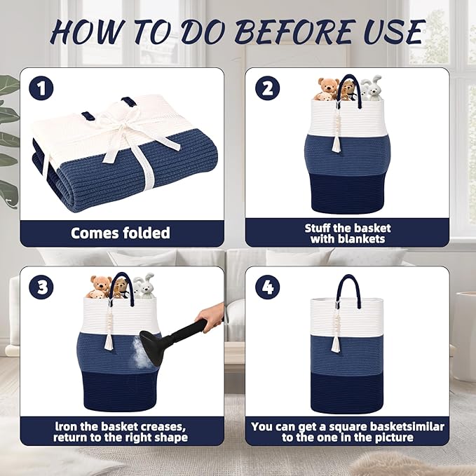 Woven Laundry Basket for Clothes,100 L Large Rectangle Laundry Hampers with Beads Tassel, Nursery Storage Basket for Toys, Tall Dirty Clothes Hamper for Bedroom Aesthetic, Laundry Room Organization