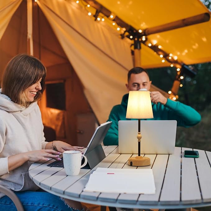 Cordless Rechargeable Table Lamp with Dimmer,Portables Battery Operated Table Lamp,Touch Dimmable Desk Lamp with USB Port,Bedside Night Lamp for Patio Camping Restaurant Home