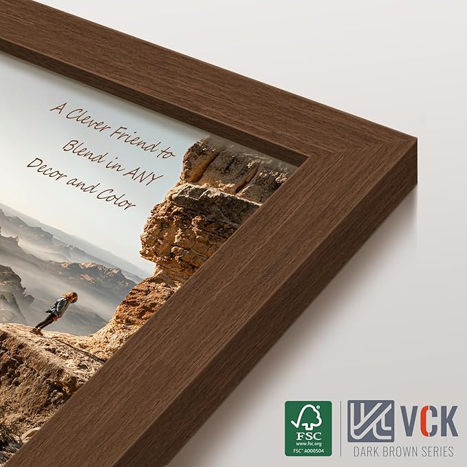 VCK 13x19 Frame Set of 3 - Brown, Wood Picture Frame with Exclusive Wood Grain, Wall Gallery Frame