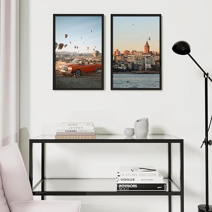 Vittanly 16x24 Picture Frame with Plexiglass - Large Black Poster Frame for Wall Display - Includes 12x18 Mat, Made of Durable PVC Design - 3 Pack