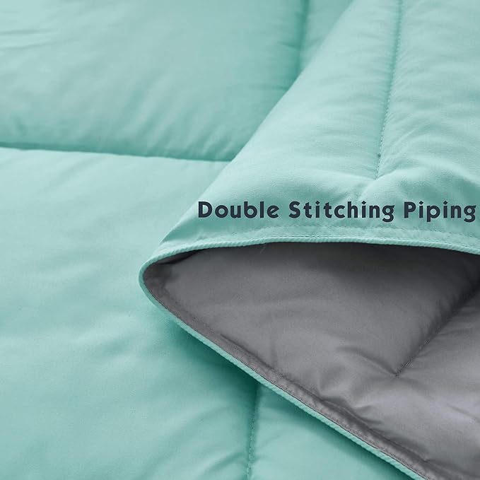 HIG Reversible Lightweight Comforter - All Season Down Alternative Summer Duvet Insert Blue Quilted Bedding Comforter with Corner Tabs Twin/Twin XL Size Aqua Blue/Light Grey