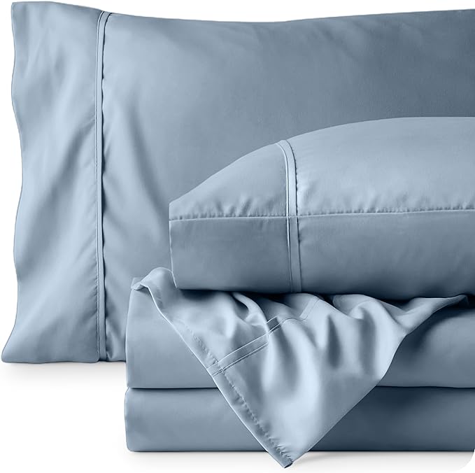 Bare Home Twin XL Sheet Set - College Dorm Size - Luxury 1800 Ultra-Soft Microfiber Twin Extra Long Bed Sheets - Deep Pockets - Easy Fit - Extra Soft - 3 Piece Set - Bed Sheets (Twin XL, Dusty Blue)