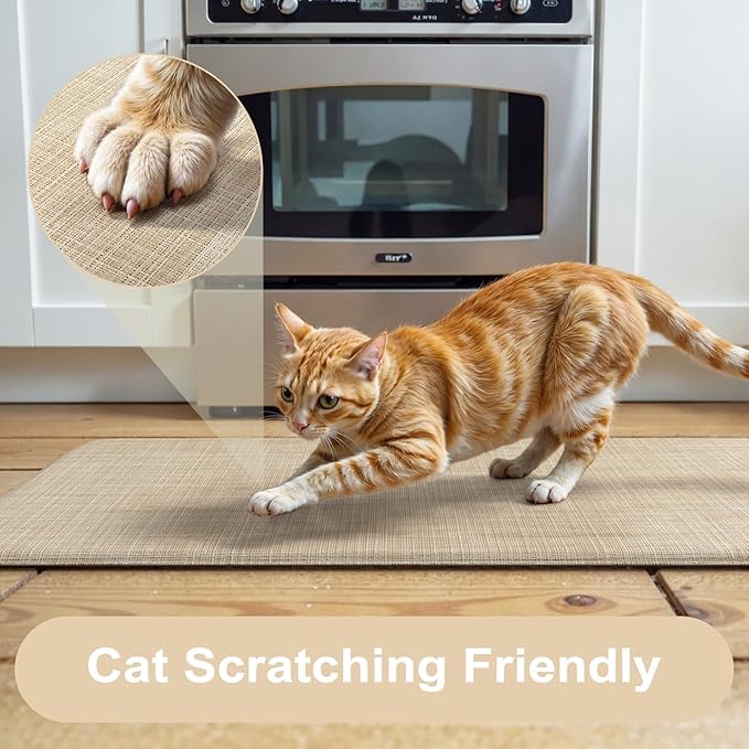 KIMODE Anti Fatigue Kitchen Mats 20"x47"+20"x32", Farmhouse Kitchen Rugs Sets of 2, Cushioned Non Skid Kitchen Mats for Floor, Comfort Kitchen Floor Mats for Sink Laundry Desk Beige