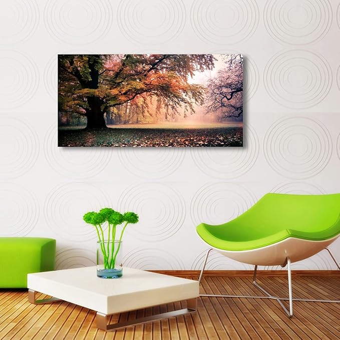 Tree of Life Wall Art Canvas Prints Natural Scenery Picture Home Decor Colorful Forest Paintings for Living Room Bathroom Bedroom Kitchen Decorations 20x40 Wooden Frames Landscape Artwork