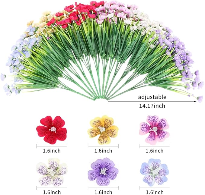 Artificial Flowers for Spring and Summer Decor, 12 Bundles Fake Silk Flowers Greenery Shrubs Indoor Outside Porch Garden Patio Window Box Decor(Multi Color)