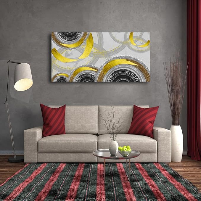 Yellow Abstract Smart Line Pictures Canvas Wall Art for Living room Bedroom Wall Decor,Smart Line Wall Art Print Paitnings for home Decor,Morden Artwork Full of Imagination Line Drawing Canvas Art