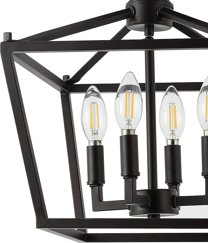 JONATHAN Y JYL7610A Plains Mini Lantern 12" 4-Light Iron Modern Farmhouse LED Flush Mount, Rustic, Industrial, Dimmable, 2700K Cozy Warm Light Kitchen, Hallway, Bathroom, Stairwell, Oil Rubbed Bronze