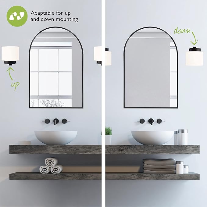 Design House Dove Creek Wall Light Sconce, Dimmable, Steel Construction, Frosted Glass, for Hallways/Bedrooms/Bathrooms, Matte Black, 6.0 in. L x 5.4 in. W x 6.5 in. H. 598481