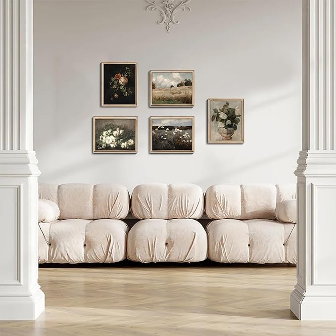 RETRART Vintage Wall Art, Vintage Floral Wall Art Prints - Moody Dark Academia Decor for Rustic Aesthetic - 11" x 14" Unframed Canvas Prints for Bedroom Living Room Bathroom Wall Decor