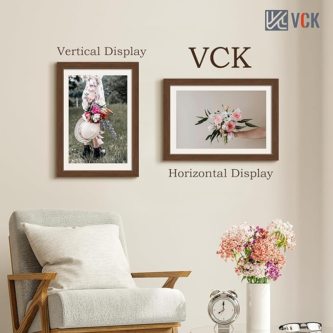 VCK 13x19 Frame Set of 3 - Brown, Wood Picture Frame with Exclusive Wood Grain, Wall Gallery Frame