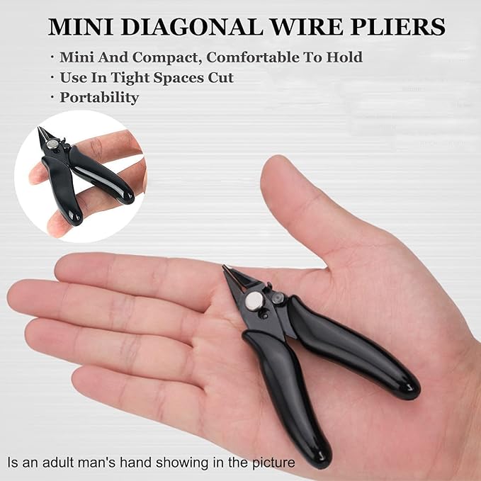 BOENFU 3.5 Inches Mini Cutter with Lock, Flush Cutters, Small Wire Snips, Micro Wire Cutter with Spring, Black