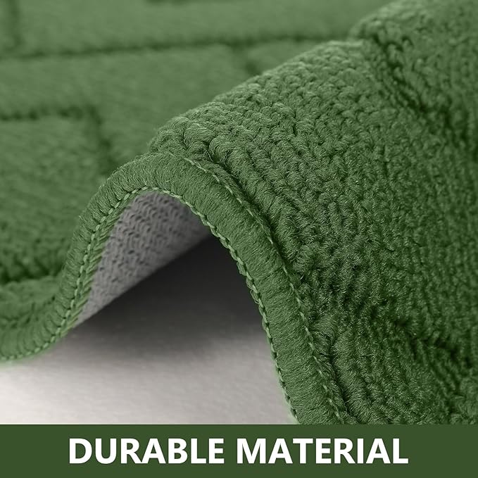 hicorfe Kitchen Rugs and Mats Sets,2 Pieces Super Absorbent Polypropylene Non-Slip Rug,Soft Comfort Floor Mat,Washable for Kitchen,Hallway,Office,Sink,Laundry(20" x 31.5" Plus 20" x 48",Green)