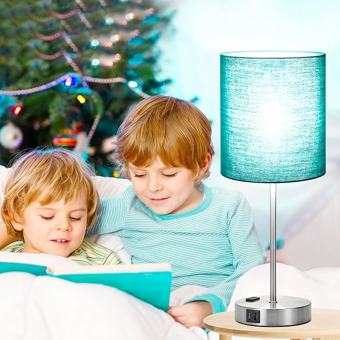 ๐ฎ๐ฌ๐ฎ๐ฏ ๐ก๐๐ช Green Touch Table Lamps Set of 2 with 2 USB & AC Outlet, 3-Way Dimmable Bedside Nightstand Lamps for Bedroom lamps Living Room Nursery, 800 Lumens 5000K Daylight Bulbs Included