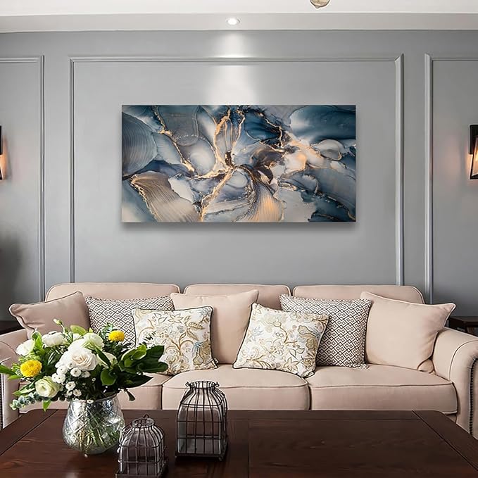 Color block Abstract Marble Grain Pictures Canvas Wall Art for Living room Bedroom Wall Decor,Smart Line Wall Art Print Paitnings for home Decor,Morden Artwork Full of Imagination Line Drawing Canvas