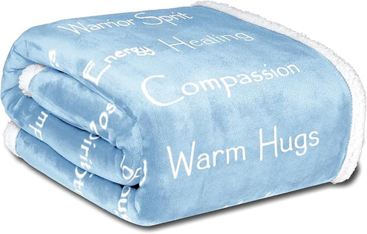 WOLF CREEK BLANKET - Compassion Blanket (Brand)- Strength Courage Super Soft Warm Hugs, Get Well Gift Blanket Plush Healing Thoughts Positive Energy Love & Hope (Light Blue, 50 x 65 Sherpa)