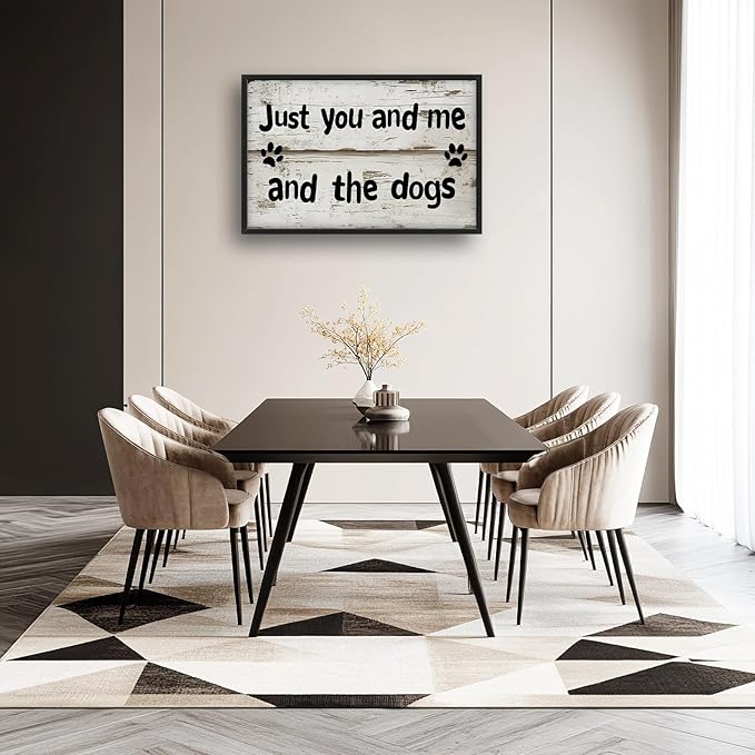 Lovira Just You and Me and The Dogs Large Wall Art Dog Family Canvas Wall Decor Pictures Prints Painting Framed Home Artwork for Living Room Bathroom Bedroom Kitchen 24"x36"