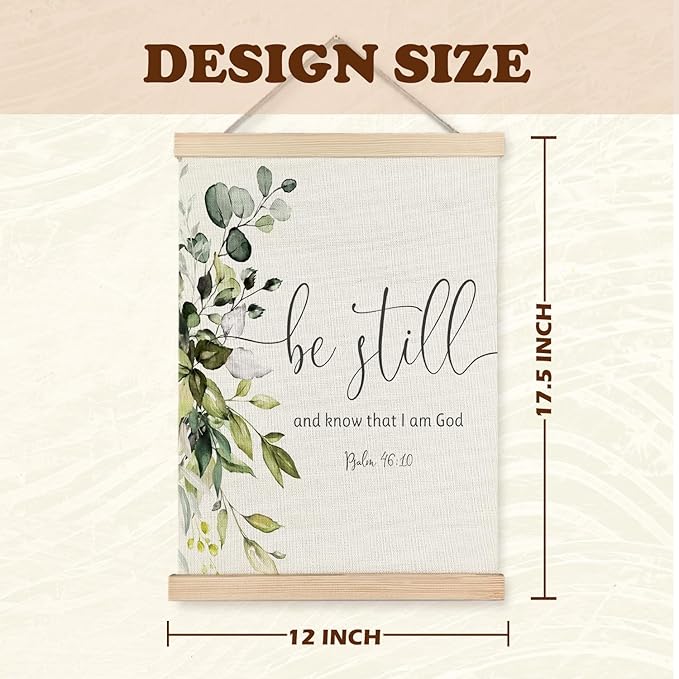 Supwhd Christian Wall Decor for Bedroom Living Room Office, Be Still and Know That I am God PSALM 46 Christian Wall Art Framed, 12x16