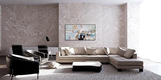 Yihui Arts Abstract Canvas Wall Art, Hand Painting Modern Oil Painting with Gold Foil for Living Room Bedroom Office Decor