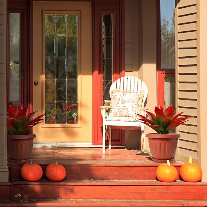 Velener Fall Fake Agave Artificial Plant: Red Fake Succulents Plant for Room Decor and Autumn, Unpotted Faux Agave Plant for Outdoor/Indoor Fall Decor, Red, 28 inches, Set of 1
