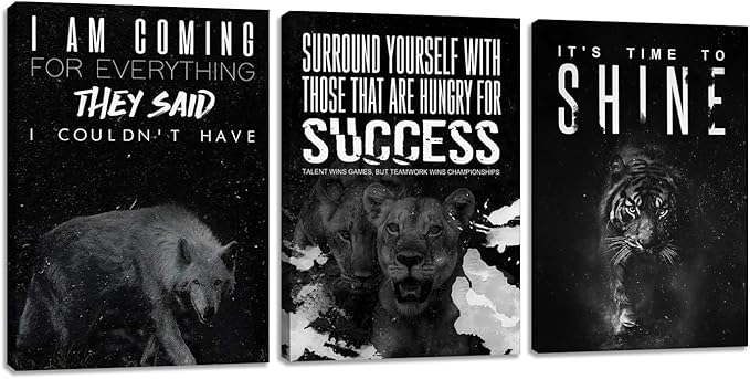 Black Office Wall Decor Motivational Wall Decor Bedroom Living Room Decor Men Wall Art for Office Inspirational Wall Art Painting Poster Prints Canvas Wall Art Framed (36" Wx16 H)