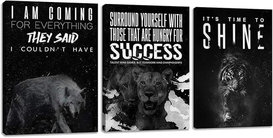 Black Office Wall Decor Motivational Wall Decor Bedroom Living Room Decor Men Wall Art for Office Inspirational Wall Art Painting Poster Prints Canvas Wall Art Framed (36" Wx16 H)