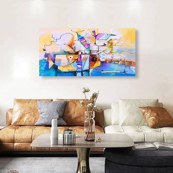 Colour Abstract Wall Art Bedroom Wall Decor Living Room,Line Abstract Canvas Wall Art Office Farmhouse Paintings Artwork Modern Sea Fish Imaginative Wall Art Prints Pictures 20 * 40inch