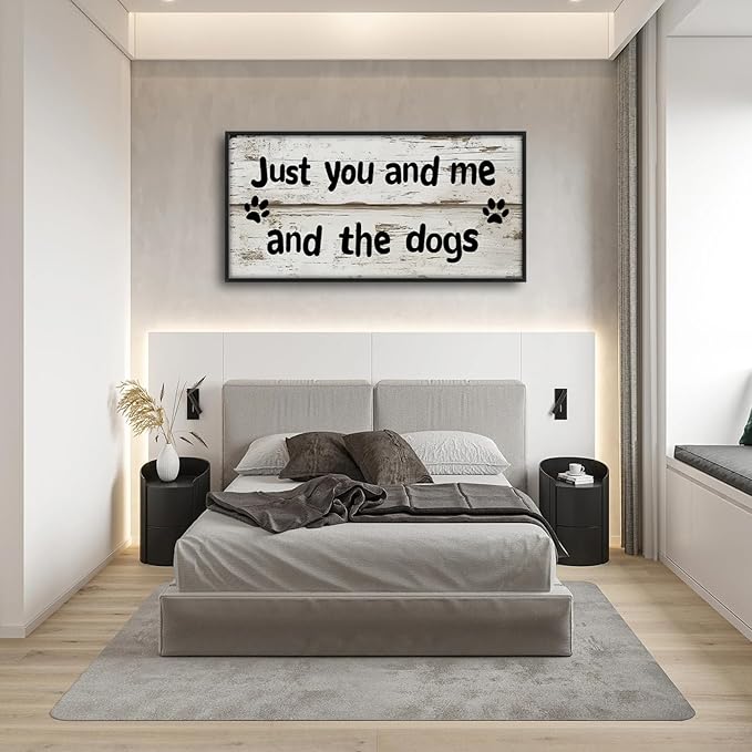 Lovira Just You and Me and The Dogs Large Wall Art Dog Family Canvas Wall Decor Pictures Prints Painting Framed Home Artwork for Living Room Bathroom Bedroom Kitchen 30"x60"