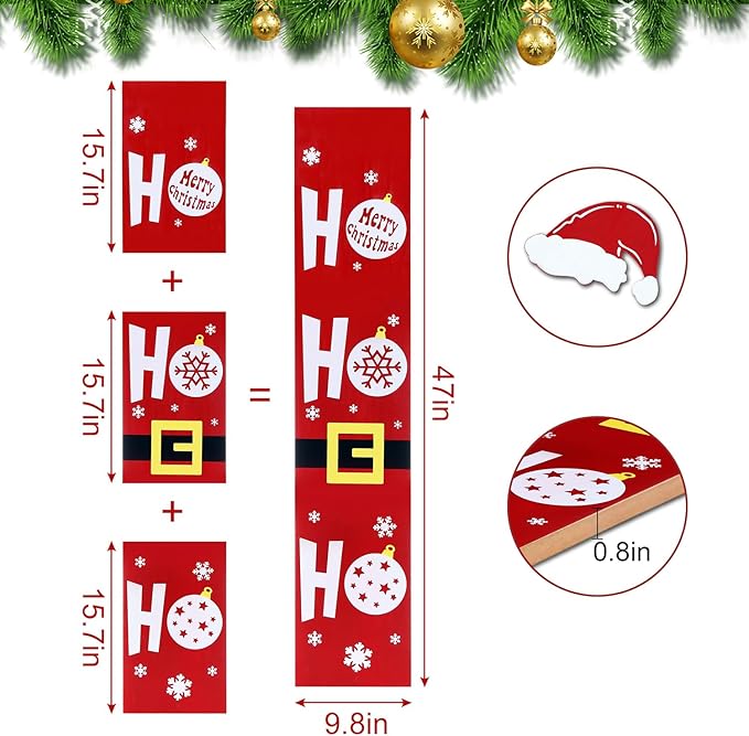 HOMCDALY Wooden Santa Welcome Sign for Front Porch and Door, Outdoor Christmas Porch Decor and Farmhouse Decorations (47in)