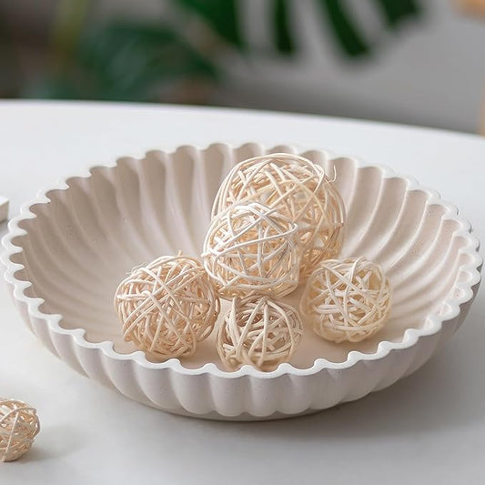 Hanobe Decorative Bowl Home Decor: Large Centerpiece Bowls for Living Room Coffee Table Resin Scalloped Ruffle Key Tray for Entryway Console Accent Display Fruit for Dinning Table Kitchen Counter