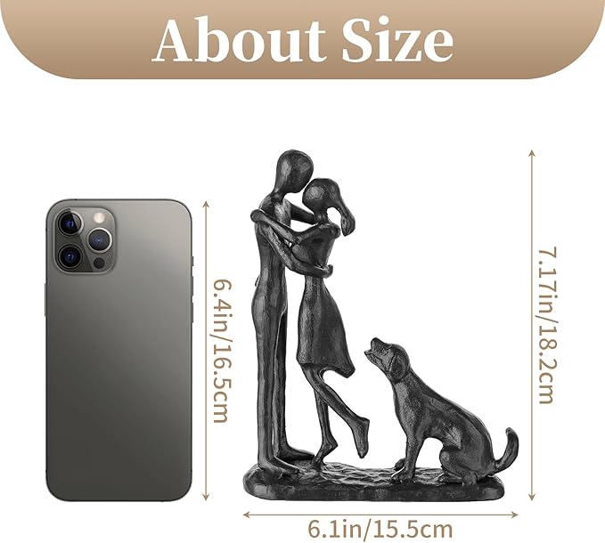Sziqiqi Anniversary Iron Gifts for Her - Couple Love Sculpture Anniversary Iron Gift for Couple Girlfriend Wife Him Black Statue Metal Figurines for Home Decor Wedding Christmas Birthday Gifts