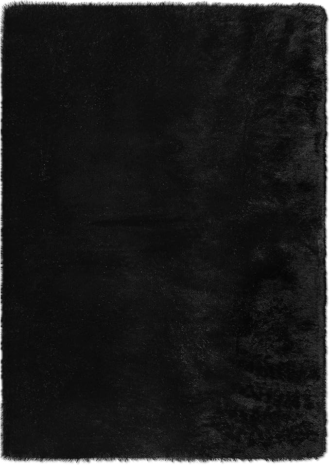8x10 Area Rug for Living Room, Modern Black Shag Shaggy Plush Carpet Washable Non-Slip Large Rug Super Soft Indoor Fuzzy Fluffy Carpet for Bedroom Home Aesthetic Decor