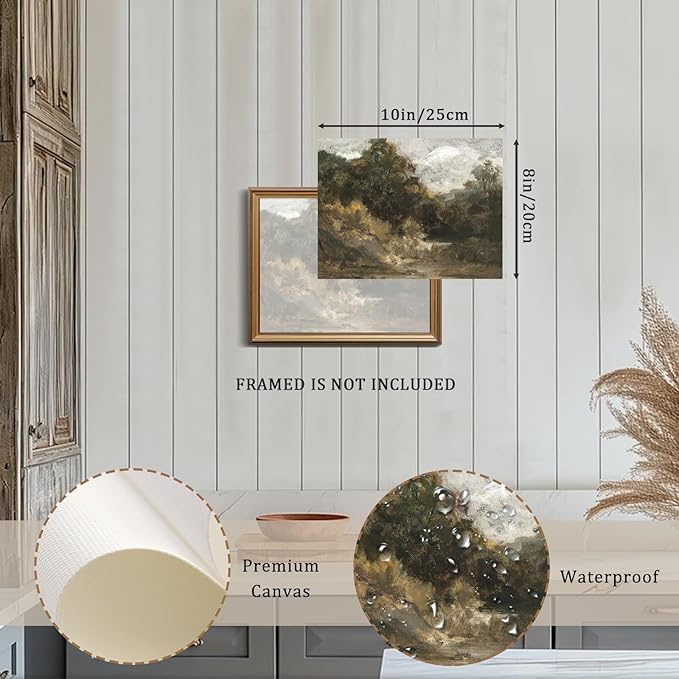 RETRART Vintage Home Decor, Moody Landscape Print - Wildflower Painting - Dark Autumn Print, 8" x 10" Unframed Canvas Prints for Bedroom Living Room Bathroom Wall Decor