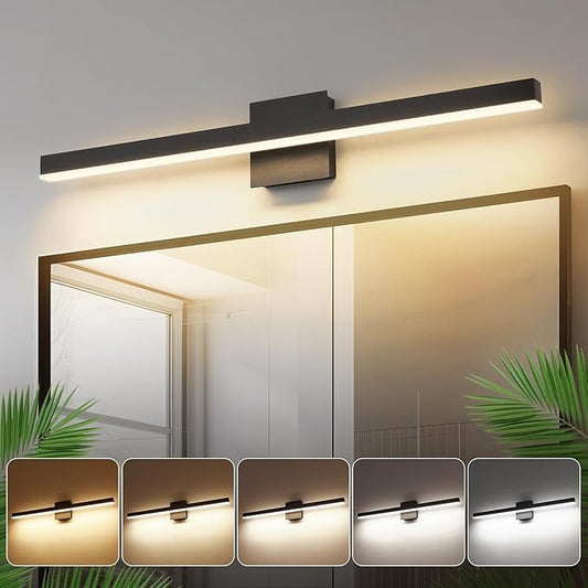 Joossnwell Black Bathroom Light Fixture Over Mirror 5CCT Dimmable Vanity Lights Bar for Bathroom Modern Bath Vanity Light 31.5 Inch Led Bath Lamp ETL Certificated