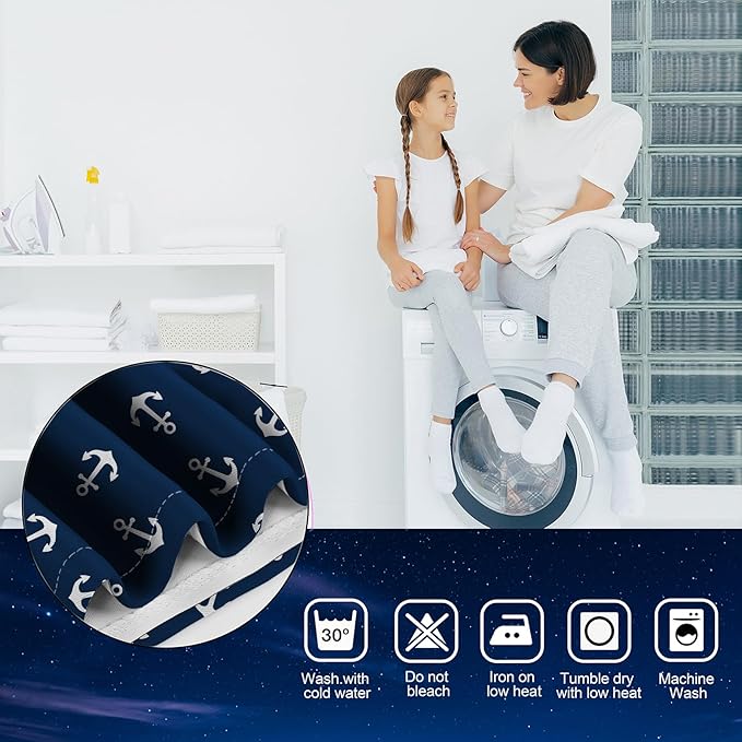 MissHope Nautical Anchor Blackout Curtains Ocean Beach Coastal Beach Theme Home Decoration Drape Sailing Ship Boat Decor for Bedroom Living Room Classroom Grommet Window Drapes 2 Panels, 42x63 Inch